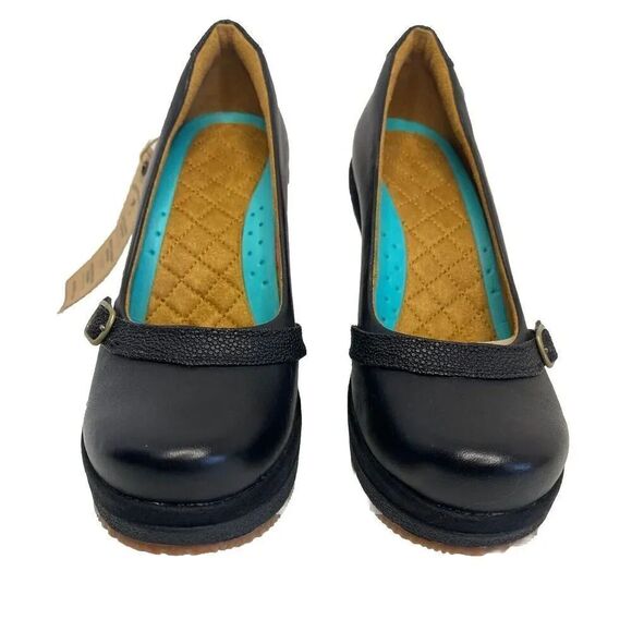 MOZO NWT Fresco Black Platform Wedge Buckle Shoe Heels Women's Size 6.5 - Picture 2 of 12